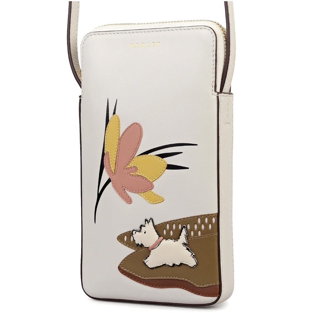 Radley London Spring Daze Leather Phone Crossbody Bag Open White Scottie Dog - Picture 3 of 14